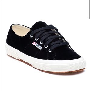 Superga Black Velvet Sneakers worn once
